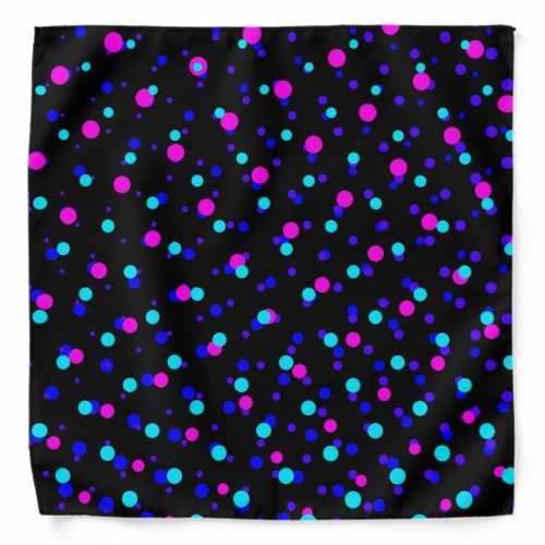 Retro Pink Teal Purple  Blue Neon Dots Bandana