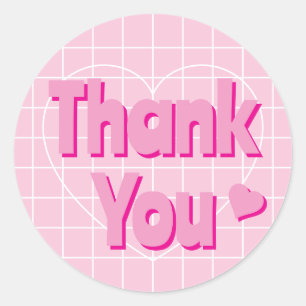 Retro Pink Thank You Classic Round Sticker