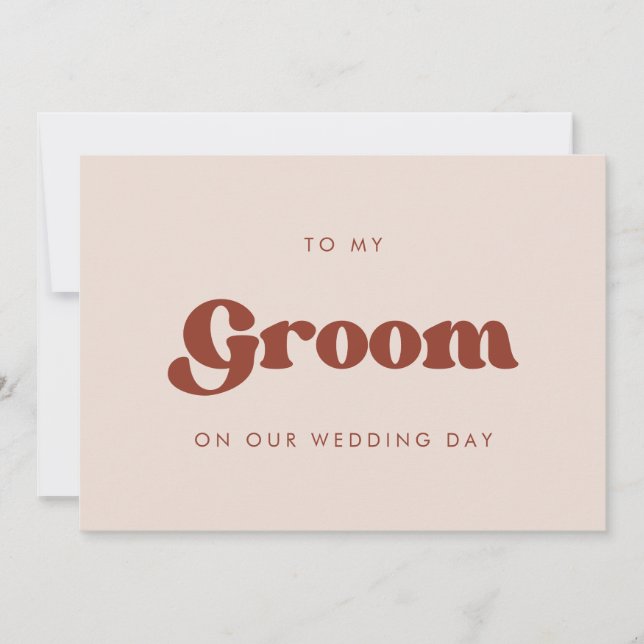 Retro Pink To my Groom on our wedding day card (Front)
