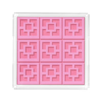 Retro Pink Trellis Acrylic Tray