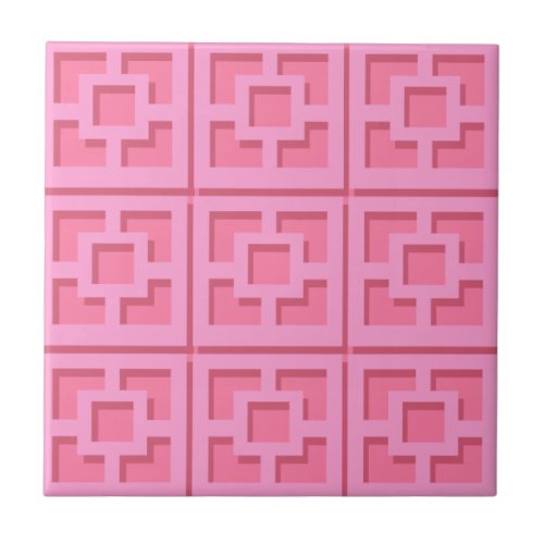 Retro Pink Trellis Ceramic Tile