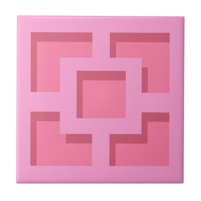 Retro Pink Trellis Ceramic Tile (Front)