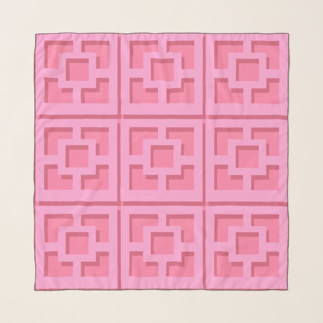 Retro Pink Trellis Chiffon Scarf (Front)