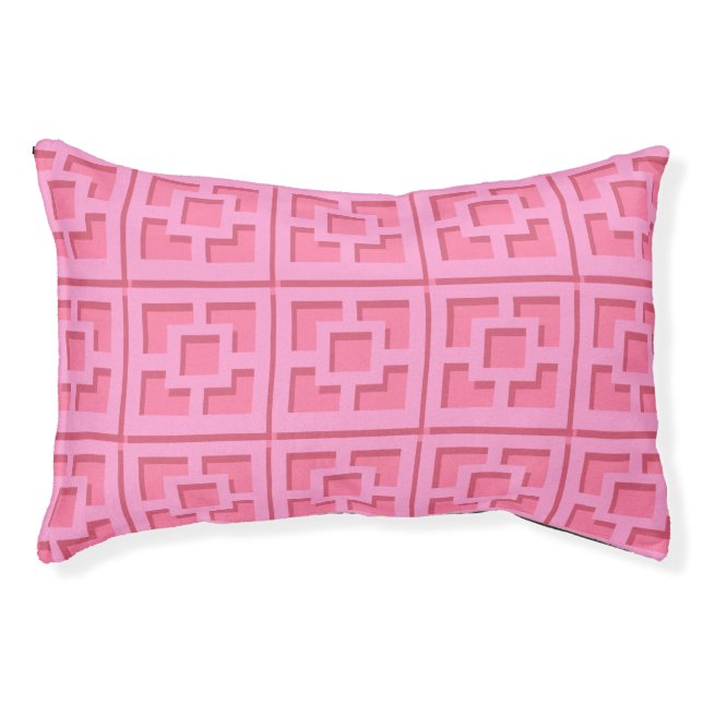 Retro Pink Trellis Dog Bed (Front)
