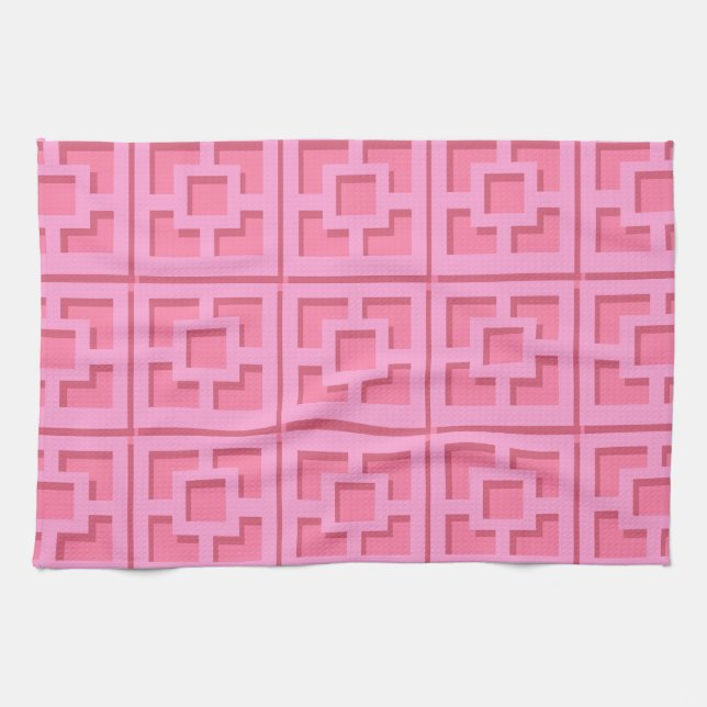 Retro Pink Trellis Kitchen Towels (Horizontal)