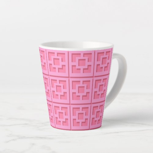 Retro Pink Trellis Latte Mug