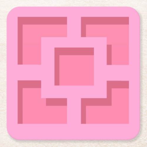 Retro Pink Trellis Paper Coaster