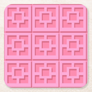 Retro Pink Trellis Paper Coaster