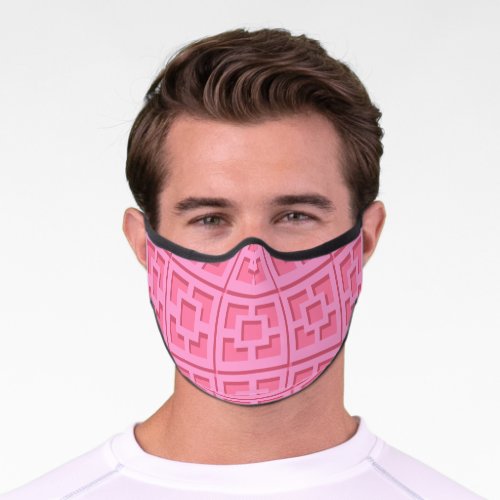 Retro Pink Trellis Premium Face Mask