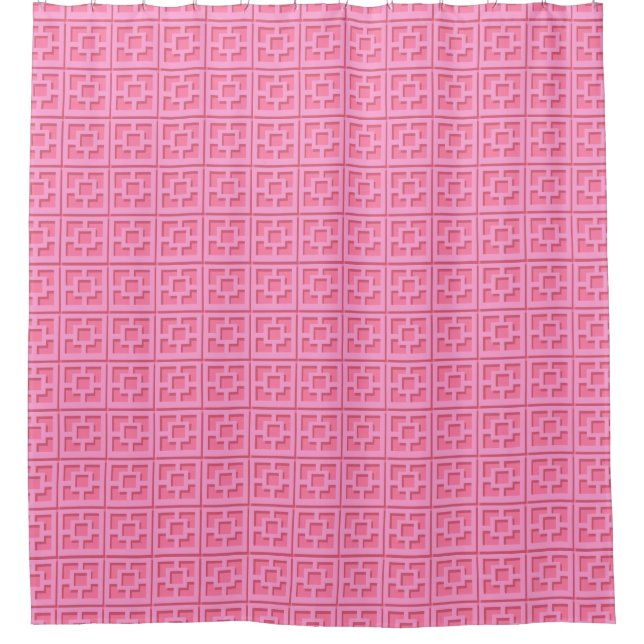 Retro Pink Trellis Shower Curtain (Front)