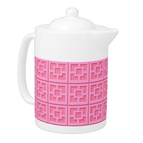Retro Pink Trellis Teapot
