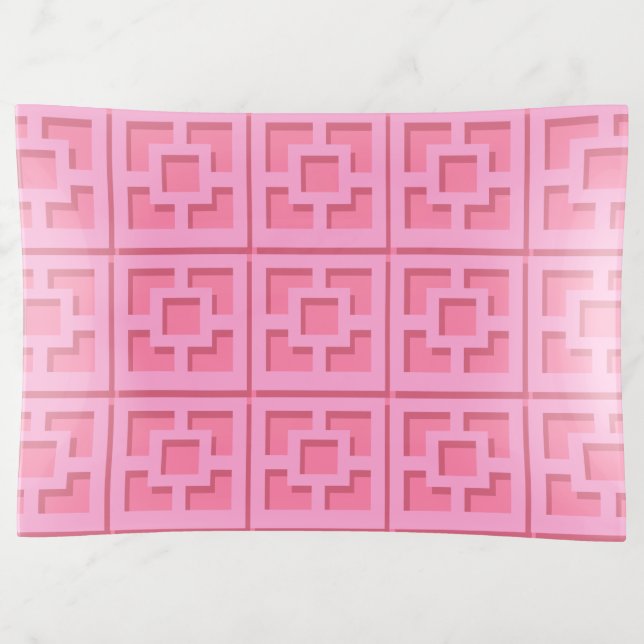 Retro Pink Trellis Trinket Tray (Front)