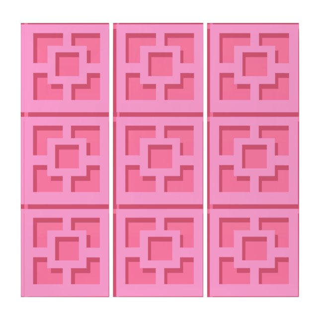 Retro Pink Trellis Triptych (Front)