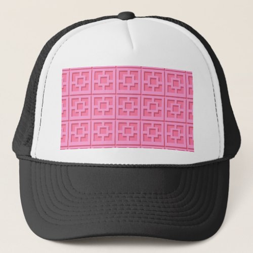 Retro Pink Trellis Trucker Hat