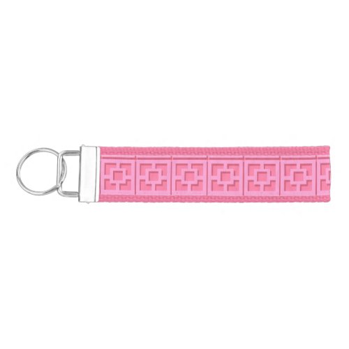 Retro Pink Trellis Wrist Keychain