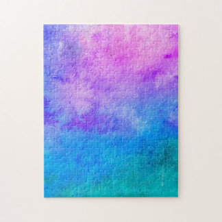 Retro Pink Turquoise Blue Purple Tie Dye Jigsaw Puzzle