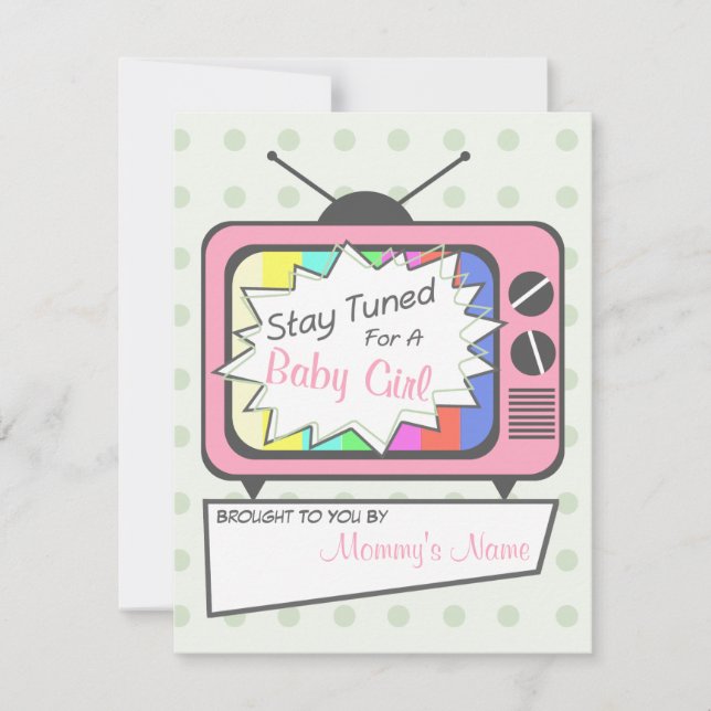 Retro Pink TV Set Baby Shower Invitation (Front)