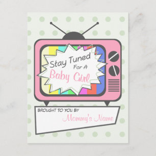 Retro Pink TV Set Baby Shower Invitation