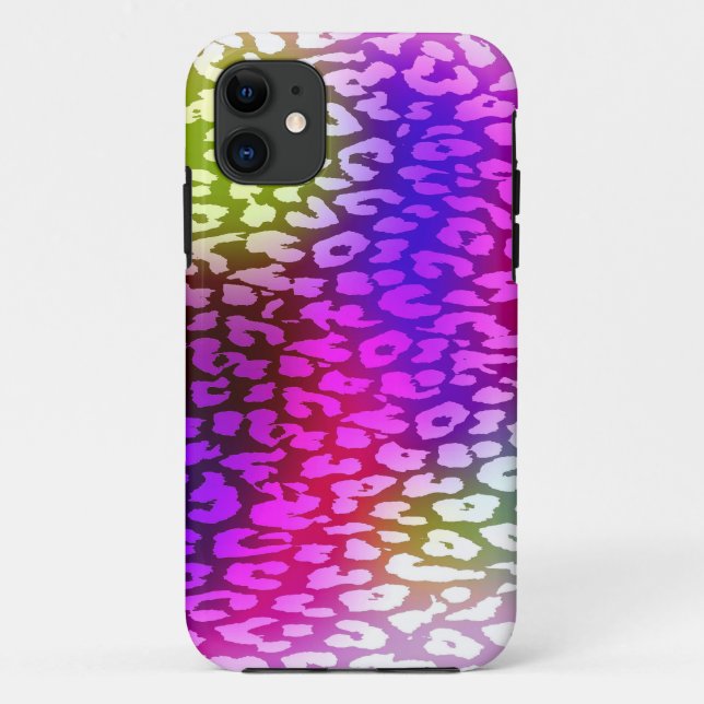 Retro pink violet green leopard print skin Case-Mate iPhone case (Back)
