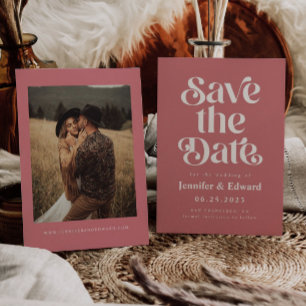 Retro Pink Wedding  Save The Date