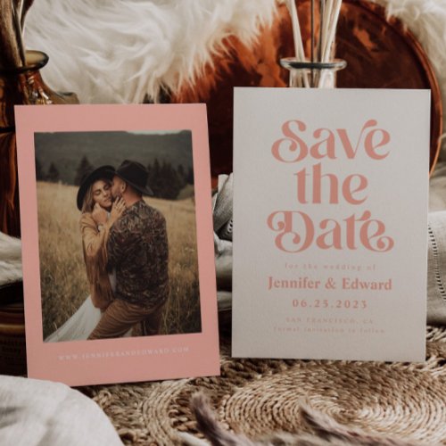 Retro Pink Wedding   Save The Date