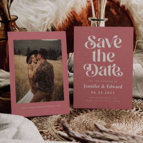 Retro Pink Wedding  Save The Date