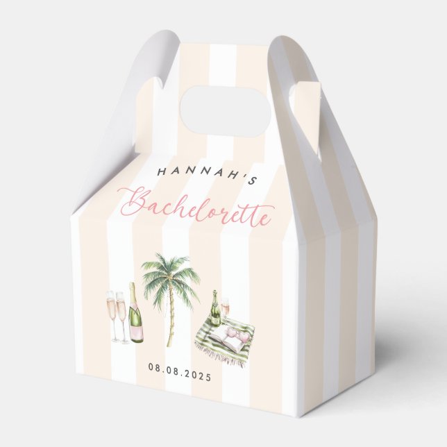 Retro Pink Wine Country Bachelorette Weekend Favor Boxes (Front Side)