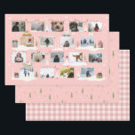 Retro Pink Woodland Scene Custom Photos Christmas Wrapping Paper Sheets<br><div class="desc">Personalize this lovely retro woodland scene with your own family photos! Perfect for a retro pink Christmas theme! Horizontal photos work best!</div>