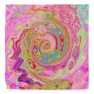 Retro Pink, Yellow and Magenta Abstract Groovy Art Bandana
