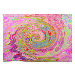Retro Pink, Yellow and Magenta Abstract Groovy Art Cloth Placemat