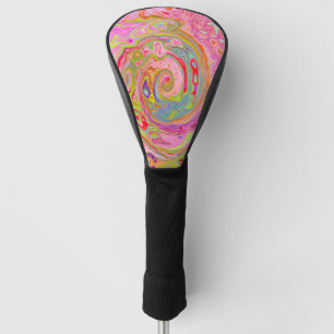 Retro Pink, Yellow and Magenta Abstract Groovy Art Golf Head Cover