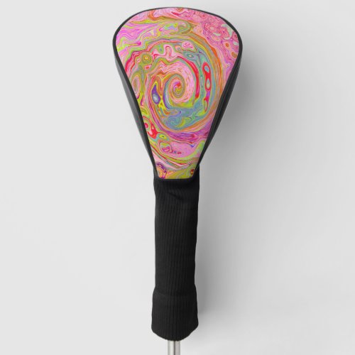 Retro Pink Yellow and Magenta Abstract Groovy Art Golf Head Cover