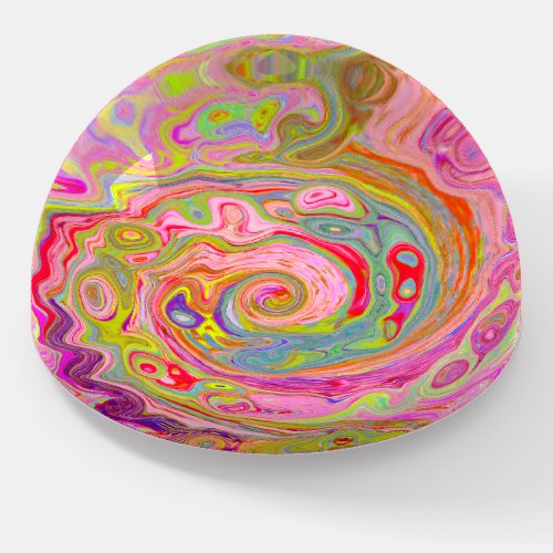 Retro Pink Yellow and Magenta Abstract Groovy Art Paperweight