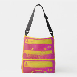 Retro Pink &amp; Yellow Cassette Tape Crossbody Bag