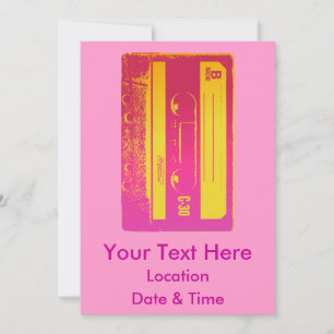 Retro Pink & Yellow Cassette Tape Invitation