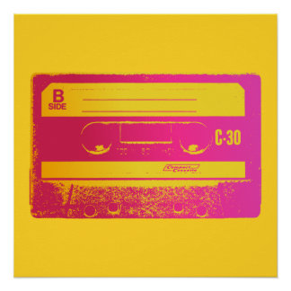 Retro Pink & Yellow Cassette Tape Poster