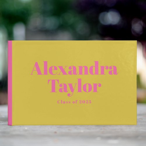 Retro Pink Yellow Cute Aesthetic Custom Graduation Guest Book