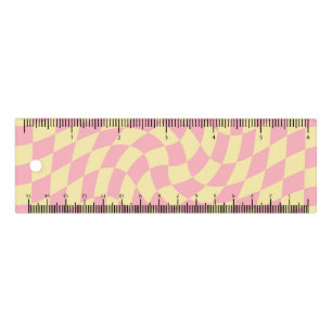 Retro Pink Yellow Dorm Warped Check Checkered  Ruler