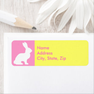 Retro Pink Yellow Easter Bunny Personalized Label