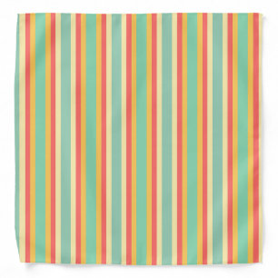 Retro Pink Yellow Green Blue Stripes Bandana