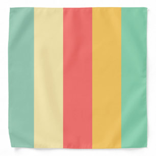 Retro Pink Yellow Green Blue Stripes Bandana