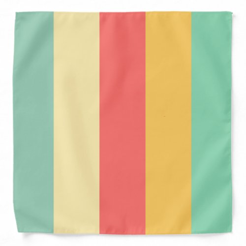 Retro Pink Yellow Green Blue Stripes Bandana