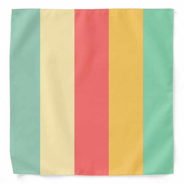 Retro Pink Yellow Green Blue Stripes Bandana (Front)