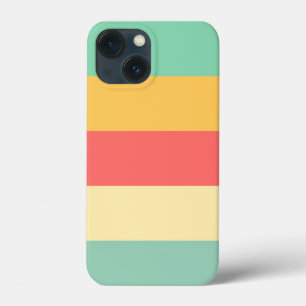 Retro Pink Yellow Green Blue Stripes iPhone 13 Mini Case