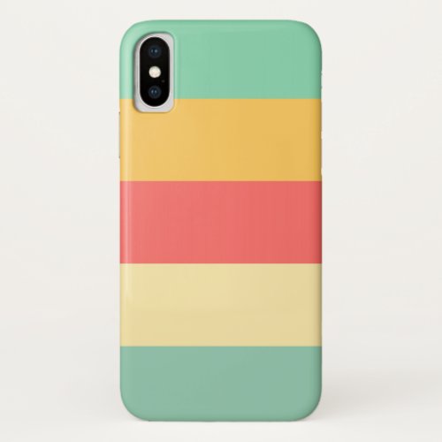 Retro Pink Yellow Green Blue Stripes iPhone X Case