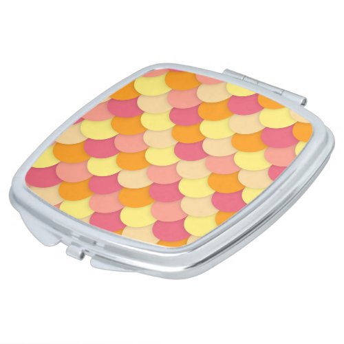 Retro Pink Yellow  Orange Scallop Shapes Compact Mirror