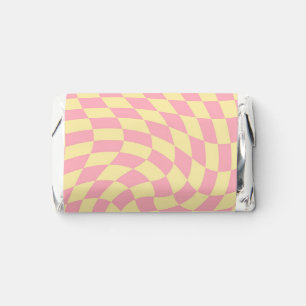 Retro Pink Yellow Warped Check Checkered Hershey's Miniatures