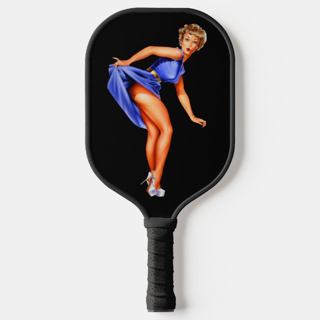 RETRO PINKUP GIRL PICKLEBALL PADDLE (Front)