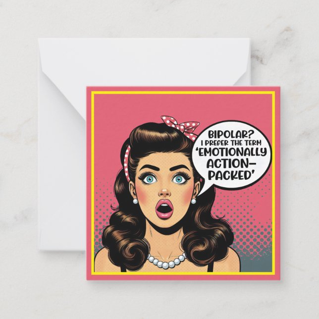 Retro Pinup_ Action Packed Note Card (Front)