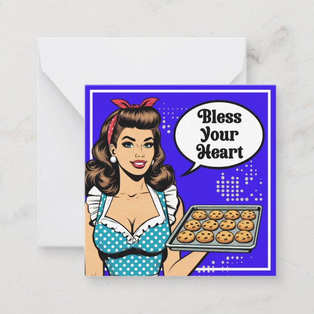 Retro Pinup_ Bless Your Heart Note Card (Front)